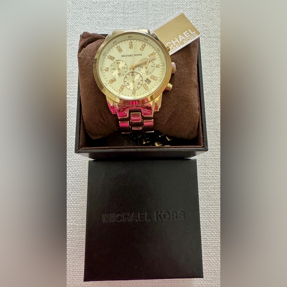 Michael Kors Women's Gold Tone Chronograph Watch - Gold - Picture 2 of 10